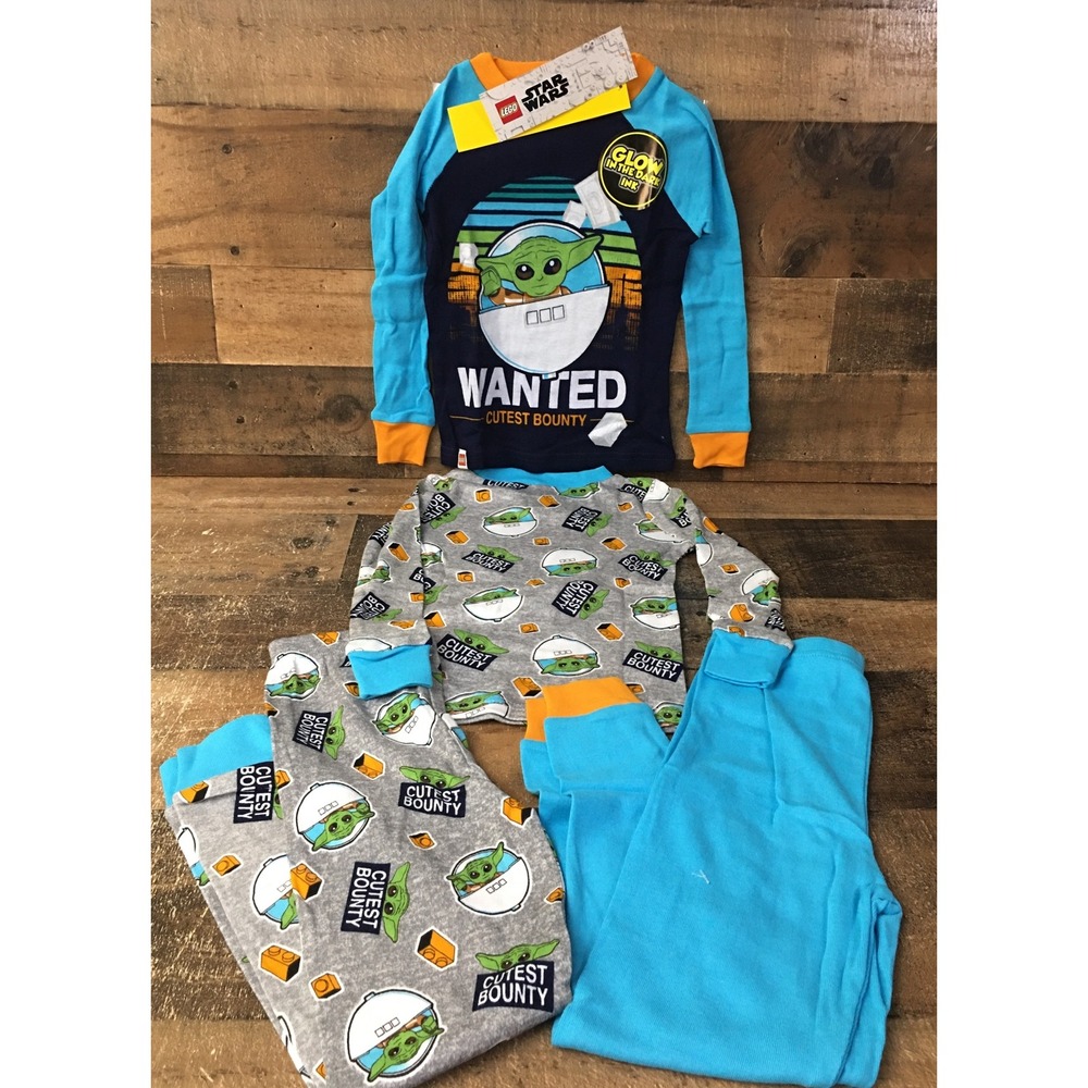 NWT Baby Yoda Pajama Set Toddler Boys Size 4T 4pc Star Wars GLOW IN THE DARK